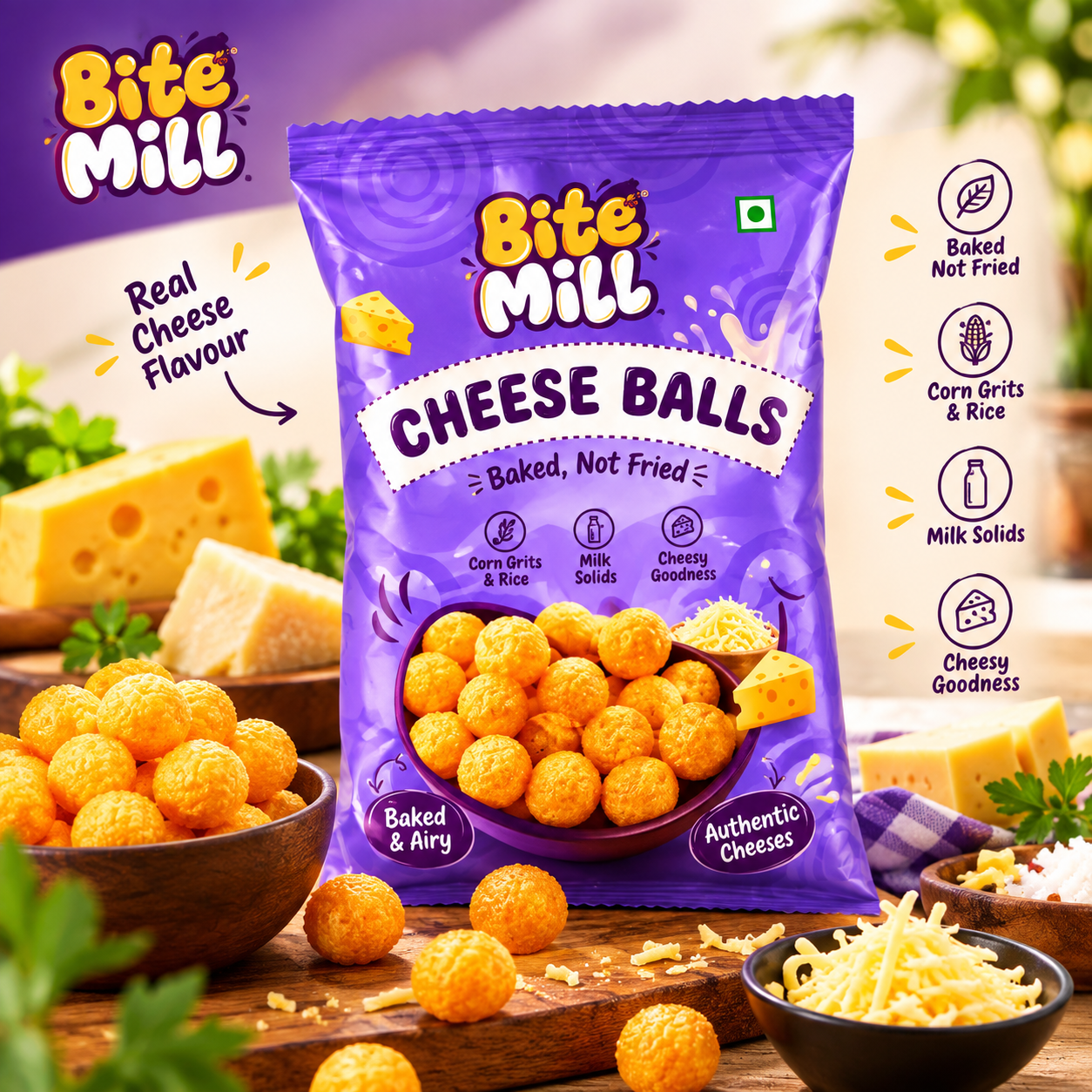 BiteMill Cheese Balls – Baked Cheese Snacks